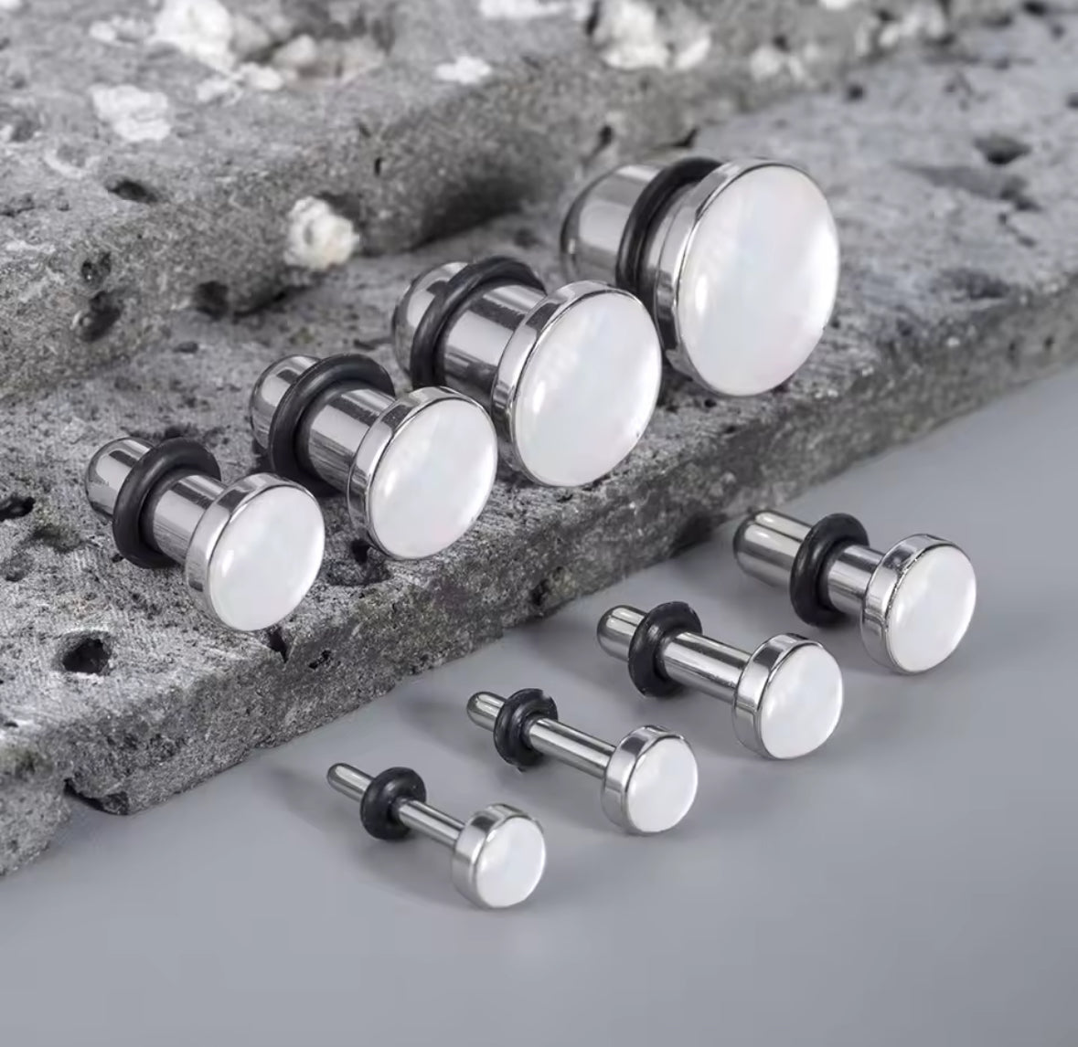 Shell Inlay Single Flare Steel Plugs | Dead Stretching Plug | Half Sizes