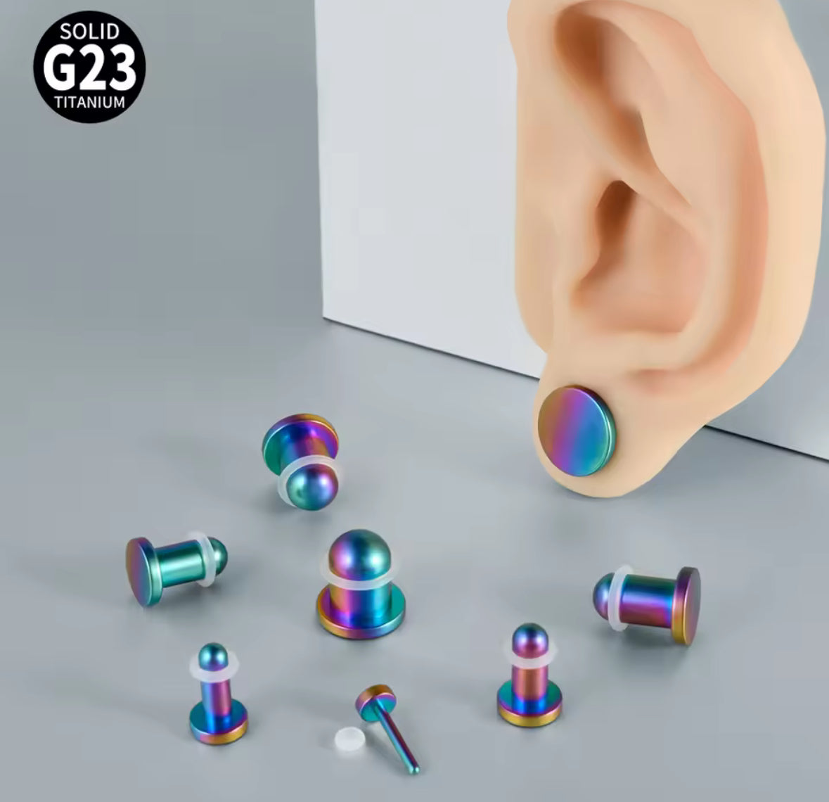 Rainbow Single Flare Plugs | TITANIUM