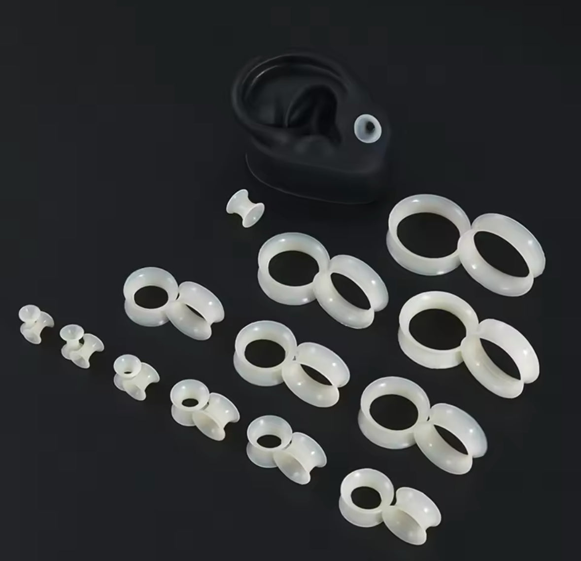 Light Skin Silicone Ear Skins | Double Flare | Thin Flexible Tunnels