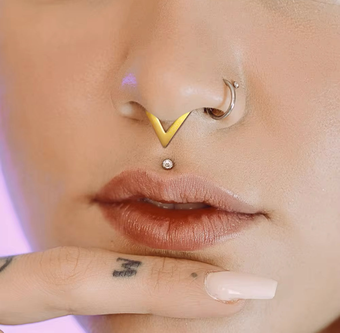 Triangle V- Shaped Septum Clicker | Hinged Piercing Ring