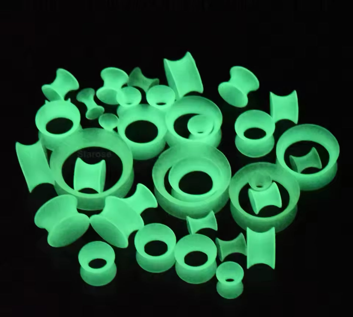 Glow In The Dark Silicone Ear Skins | Double Flare | Flexible Tunnels