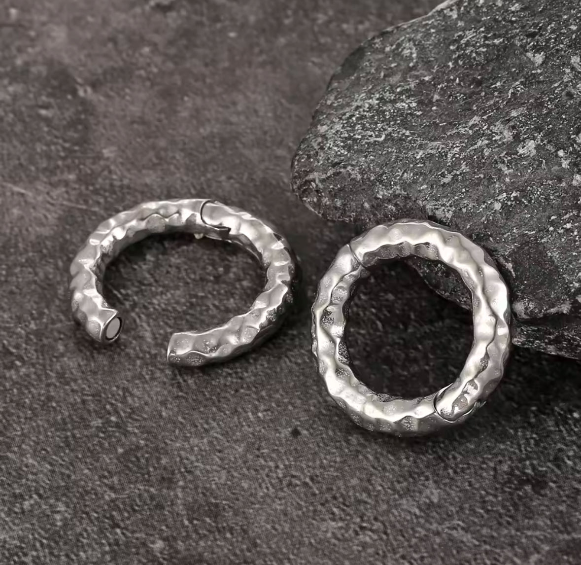 Hammered Circle Ear Weights | Magnetic Hoops