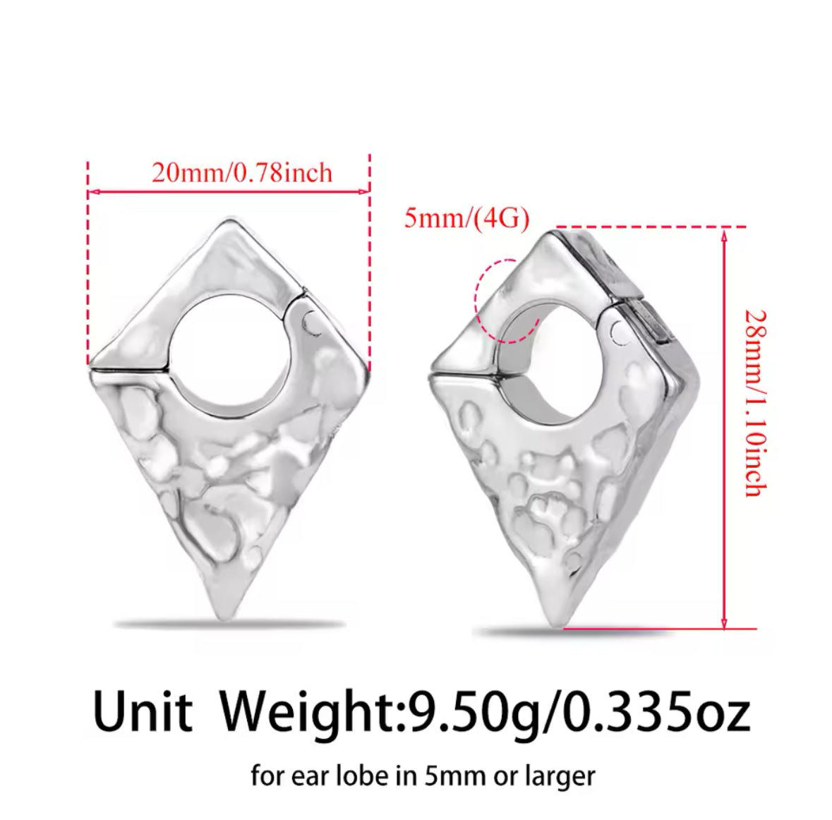 Hammered Triangle Ear Weights | Magnetic Lobe Hangers