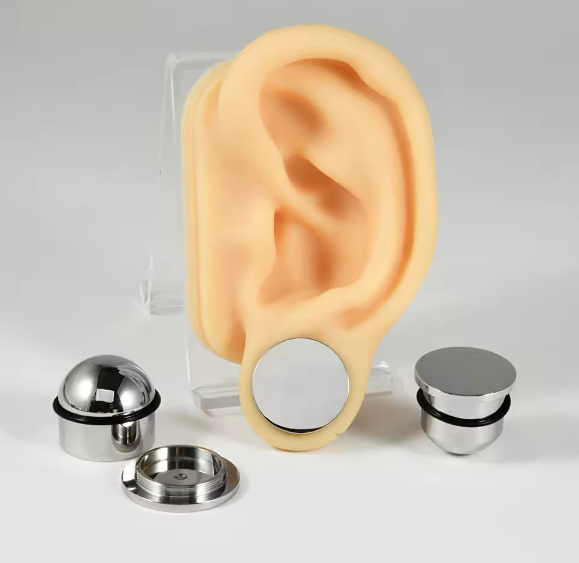 Large Single Flare SILVER Steel Plugs | Dead Stretching | 1mm Increments