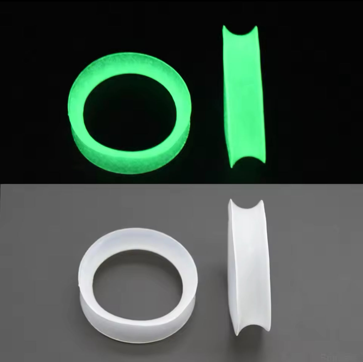 Glow In The Dark Silicone Ear Skins | Double Flare | Flexible Tunnels
