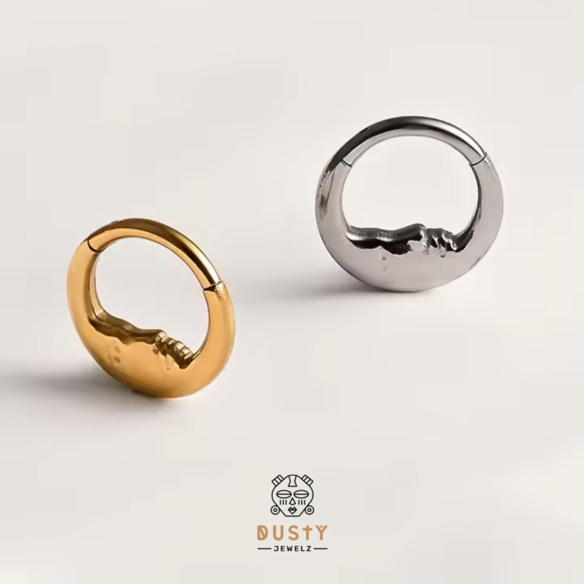 Crescent Moon Hinged Clicker Ring