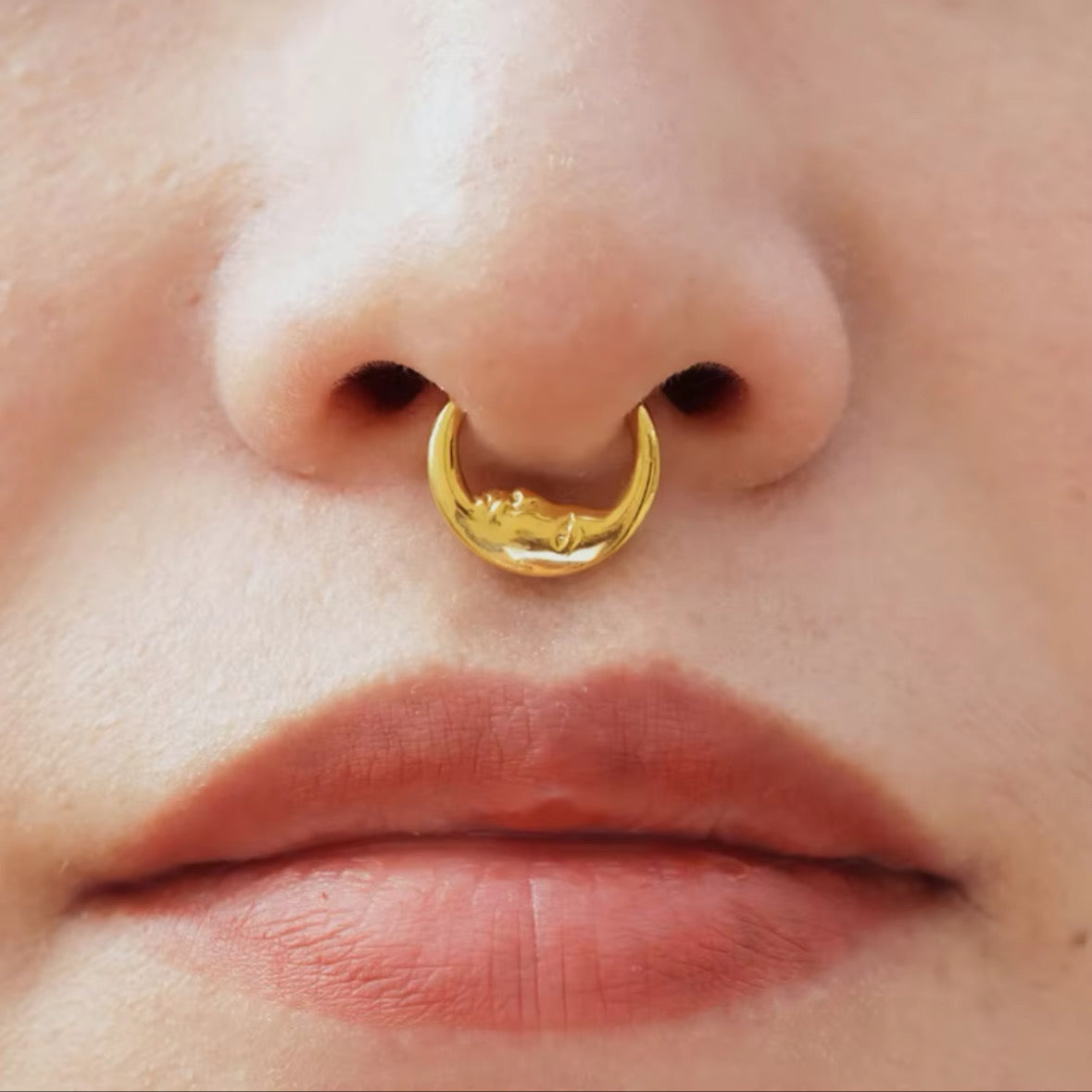 Crescent Moon Hinged Clicker Ring