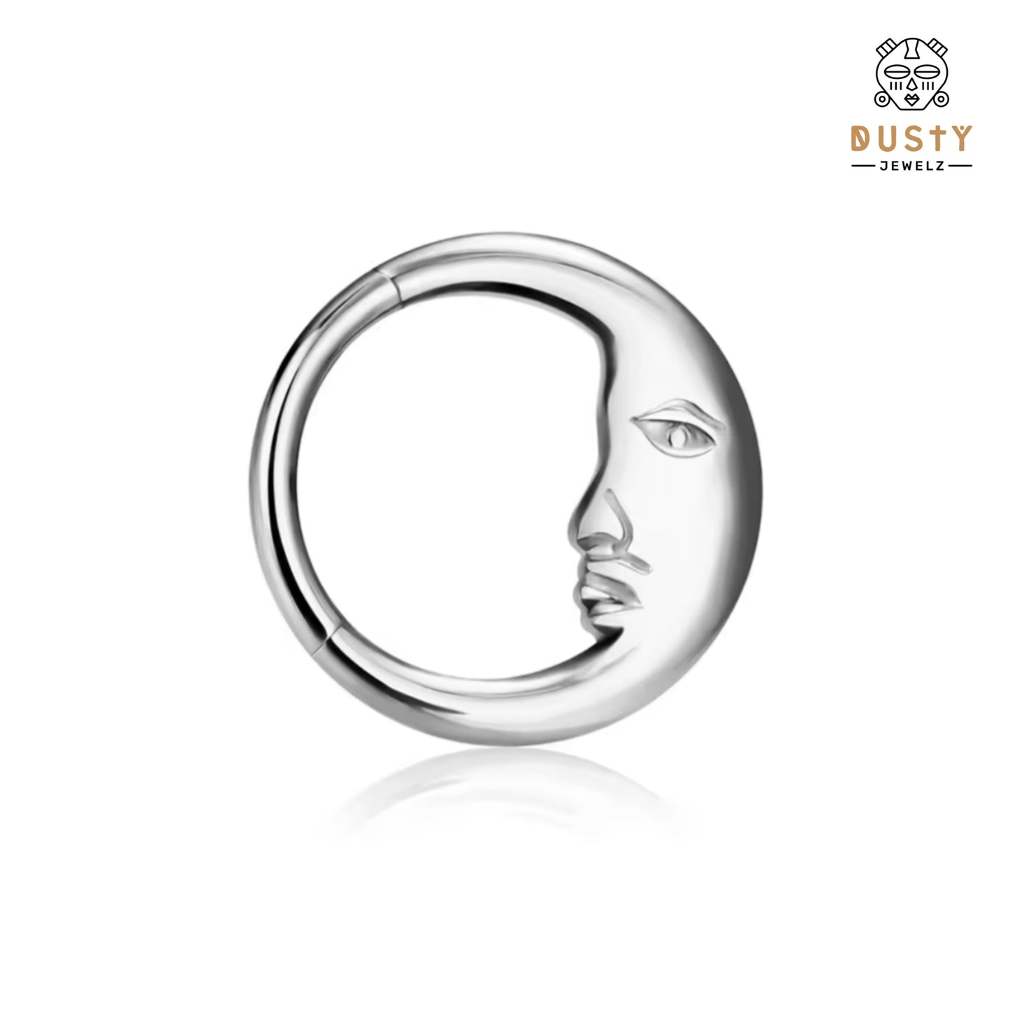 Crescent Moon Hinged Clicker Ring