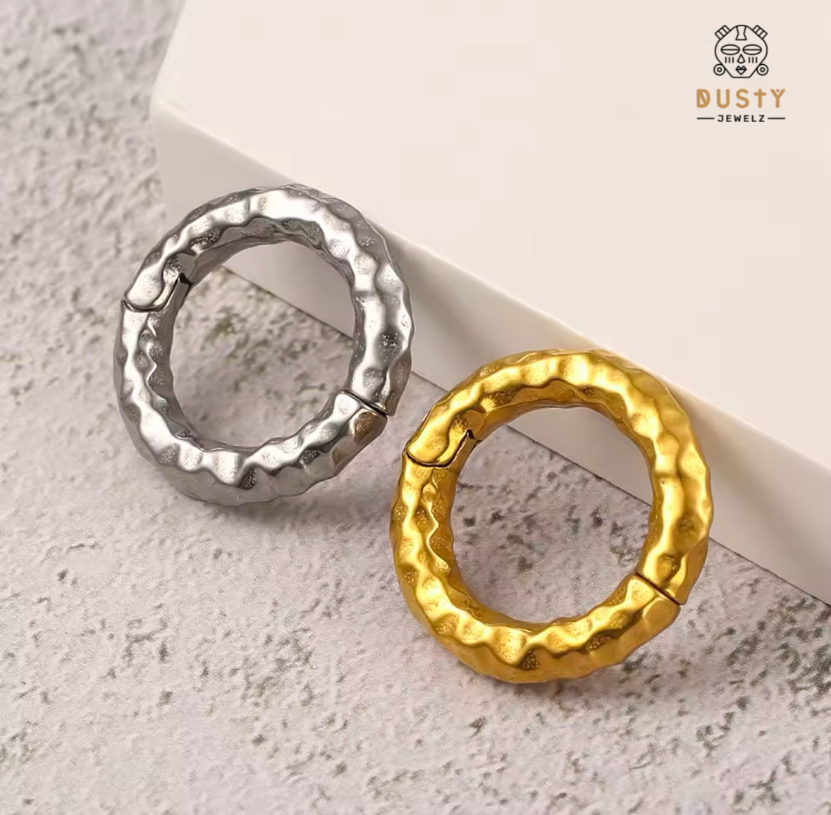 Hammered Circle Ear Weights | Magnetic Hoops