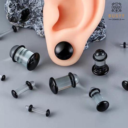 Black Glass Single Flare Dead Stretching Plug | Half Sizes