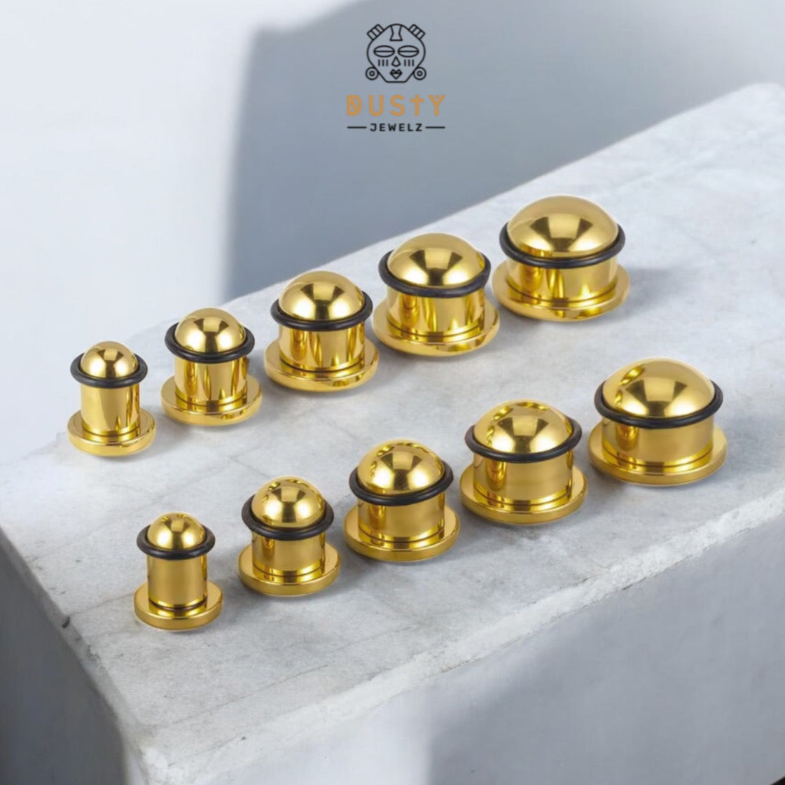 Single Flare GOLD Steel Plugs | Dead Stretching Plug | 0.5mm Increments