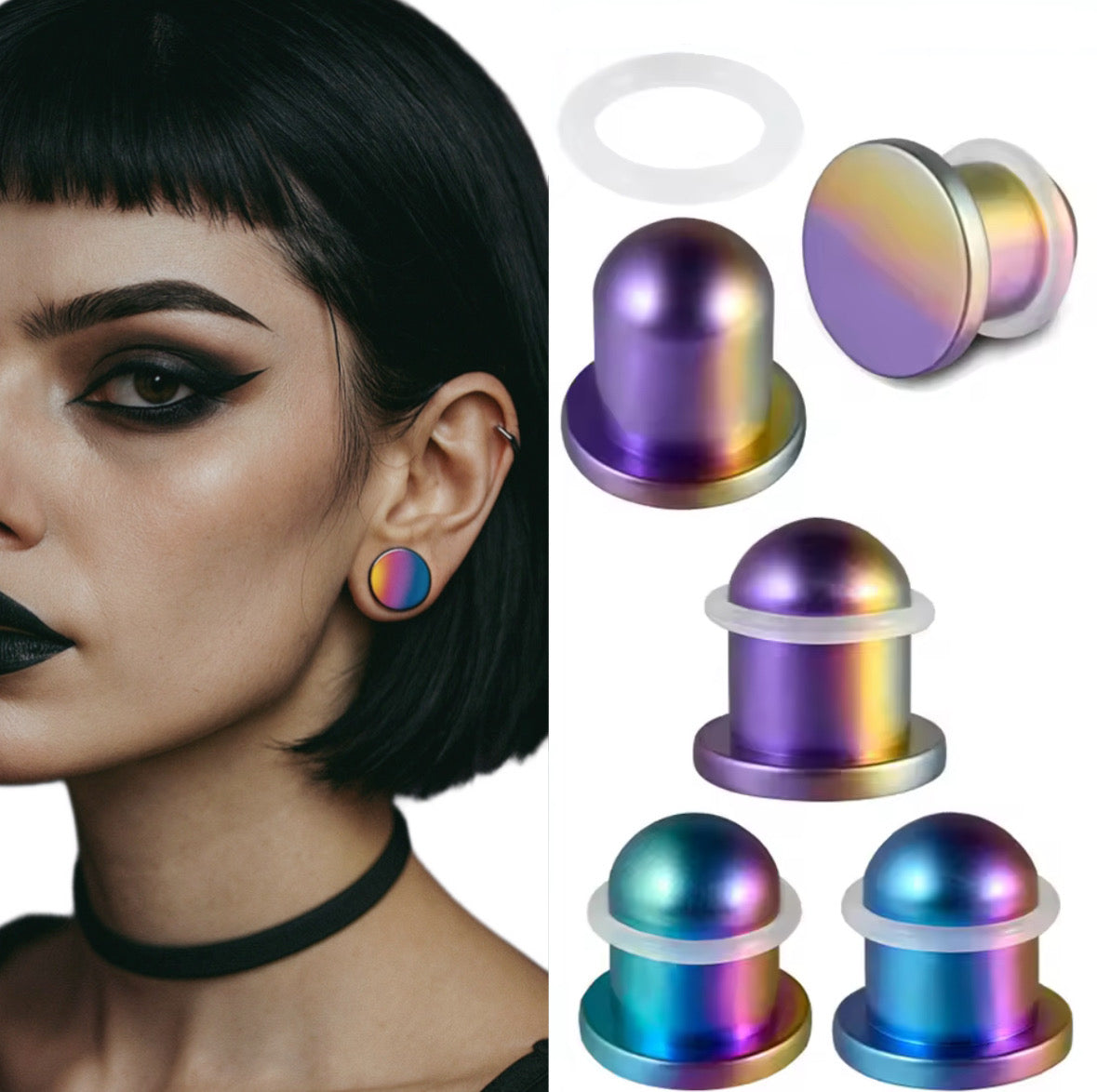 Rainbow Single Flare Plugs | TITANIUM