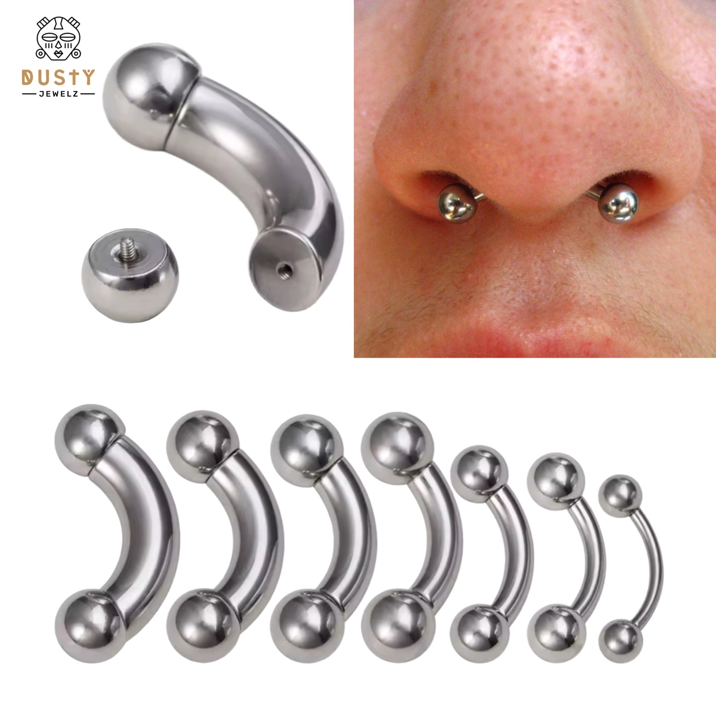 Curved Barbell | Internally Threaded | PA | Nipple Piercing Bar