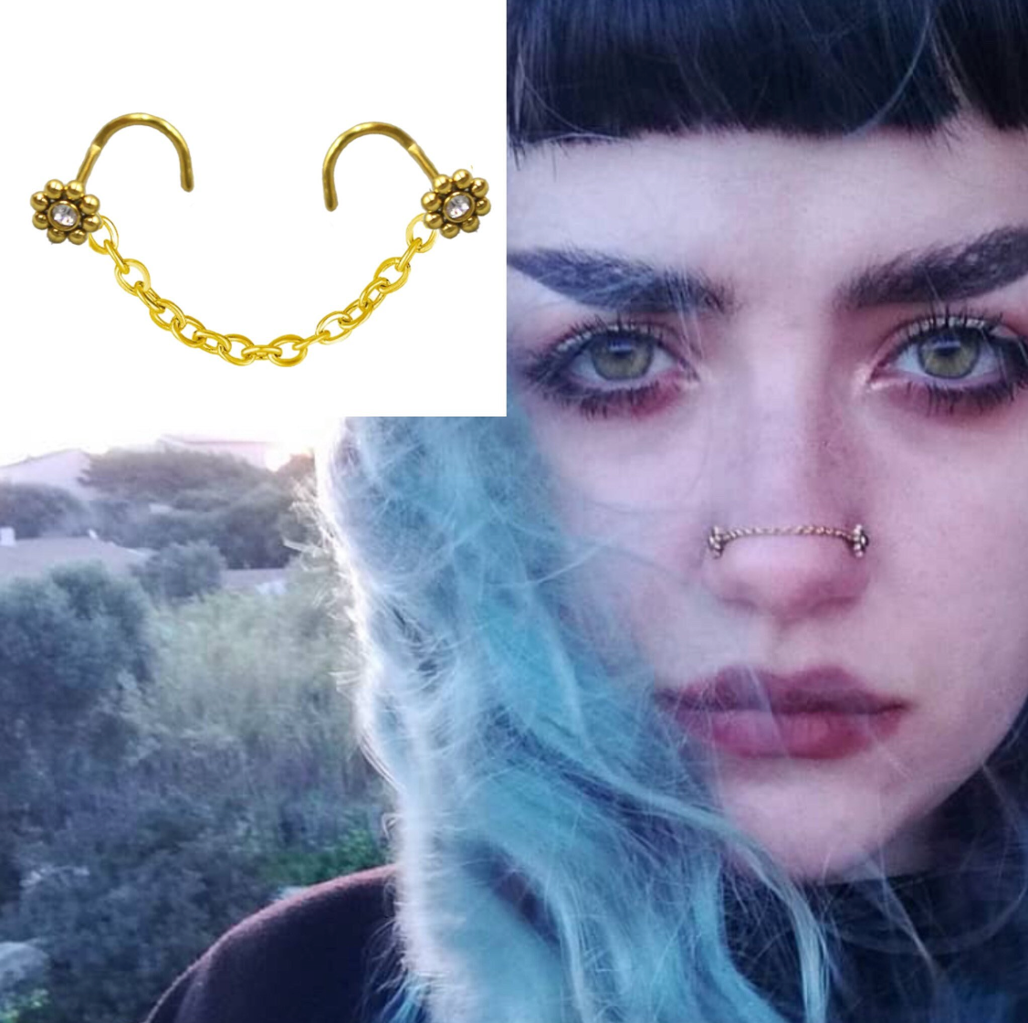 Nose Chain And Studs Set | Nasallang Nostril Piercing