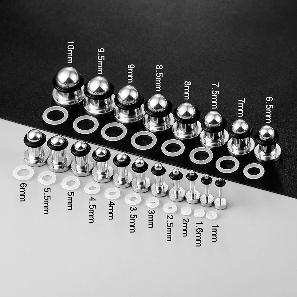 Dead Stretching Kit | Single Flare Steel Plugs Set (12 pcs Or 19 pcs) - DustyJewelz