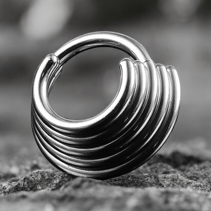 Layered Septum Ring | Five Stack Nose Clicker Ring - DustyJewelz