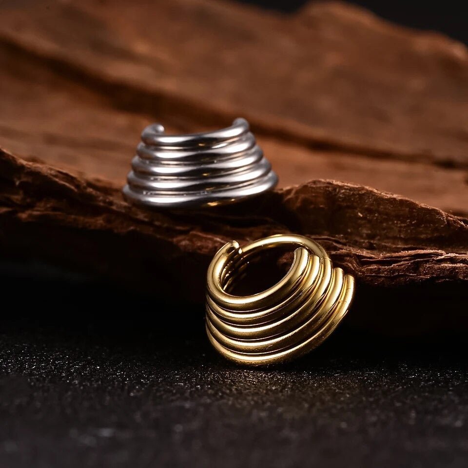 Layered Septum Ring | Five Stack Nose Clicker Ring - DustyJewelz