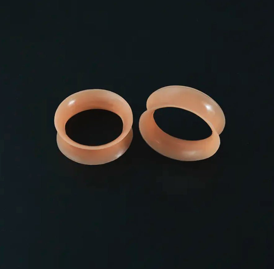 Light Brown Silicone Ear Skins | Flexible Tunnels | Skin Tone - DustyJewelz