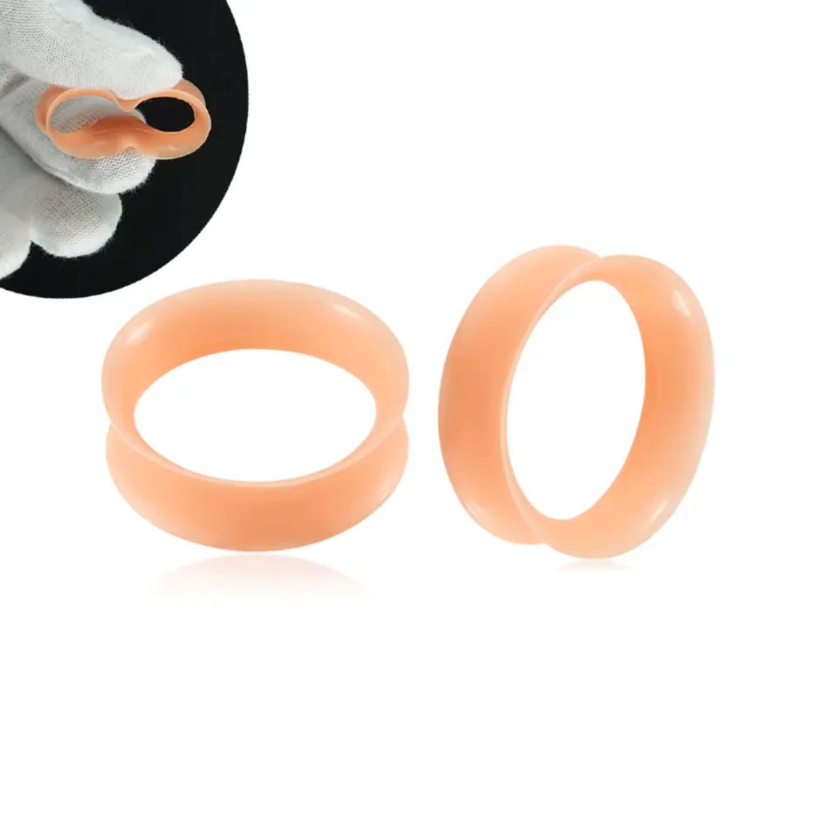Light Brown Silicone Ear Skins | Flexible Tunnels | Skin Tone - DustyJewelz