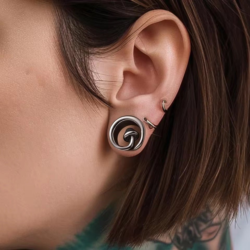 Mushroom Swirl Ear Saddle Spreader | Spiral Steel Tunnels - DustyJewelz