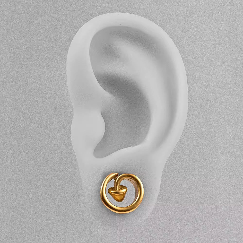 Mushroom Swirl Ear Saddle Spreader | Spiral Steel Tunnels - DustyJewelz