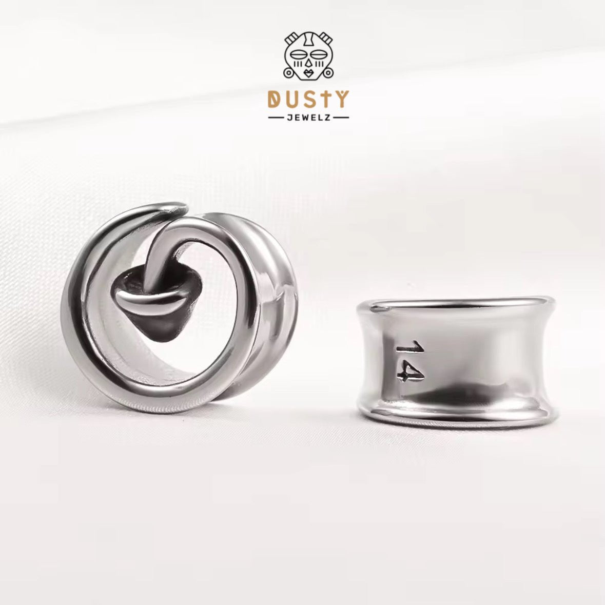 Mushroom Swirl Ear Saddle Spreader | Spiral Steel Tunnels - DustyJewelz