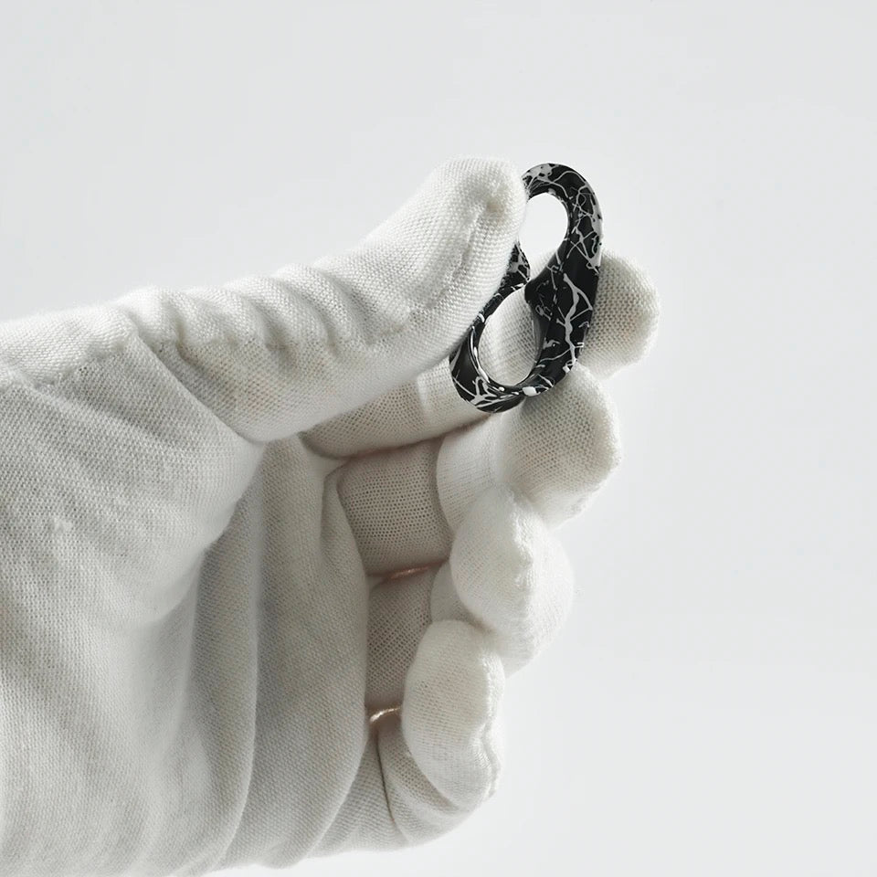 Silicone Ear Skins | Double Flare Tunnels | Splatter Paint | BLACK & WHITE - DustyJewelz