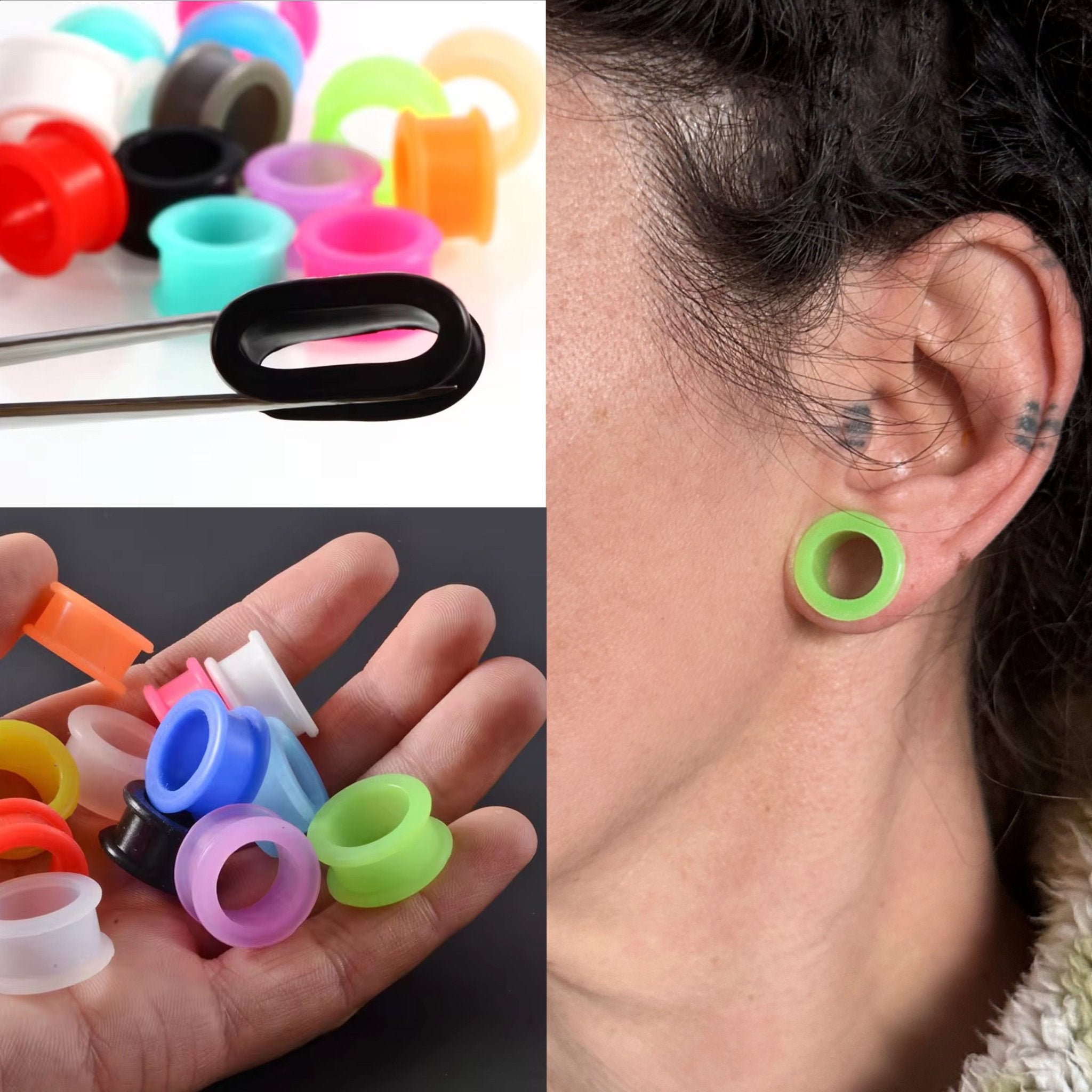 thumbnail image 2 of Longbeauty Soft Silicone Double Flare Tunnels - Ear Gauges Plugs (9mm-24mm) - 2 Pairs 2 of 5
