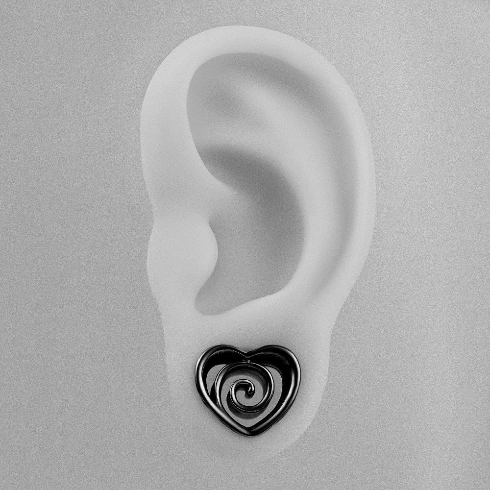 Swirl Heart Ear Saddle Spreader | Spiral Steel Tunnels - DustyJewelz