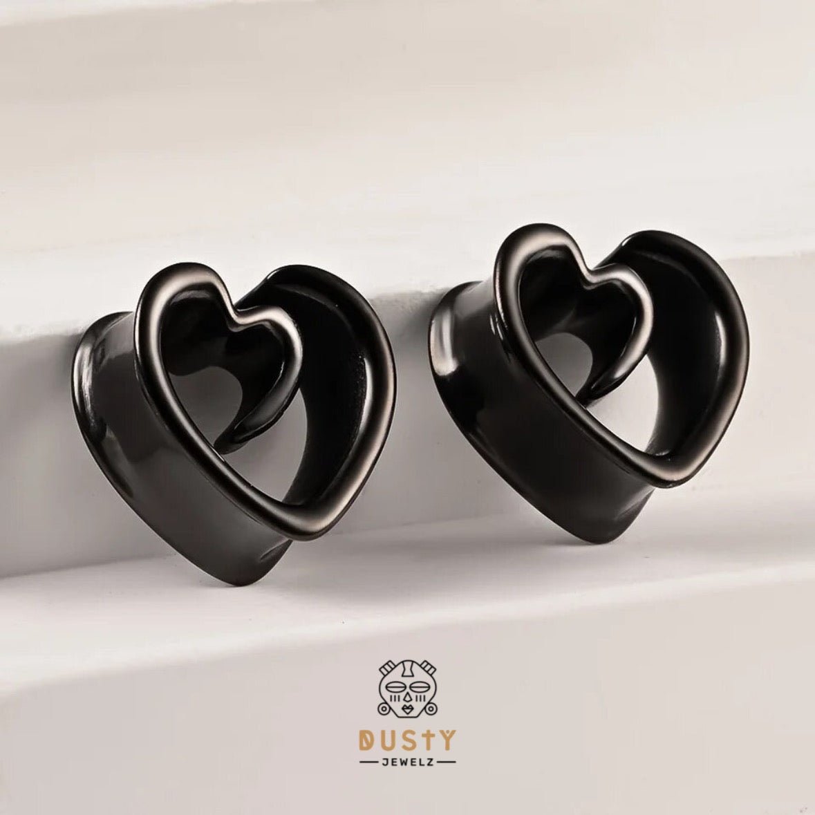 Swirl Heart Ear Saddle Spreader | Spiral Steel Tunnels - DustyJewelz
