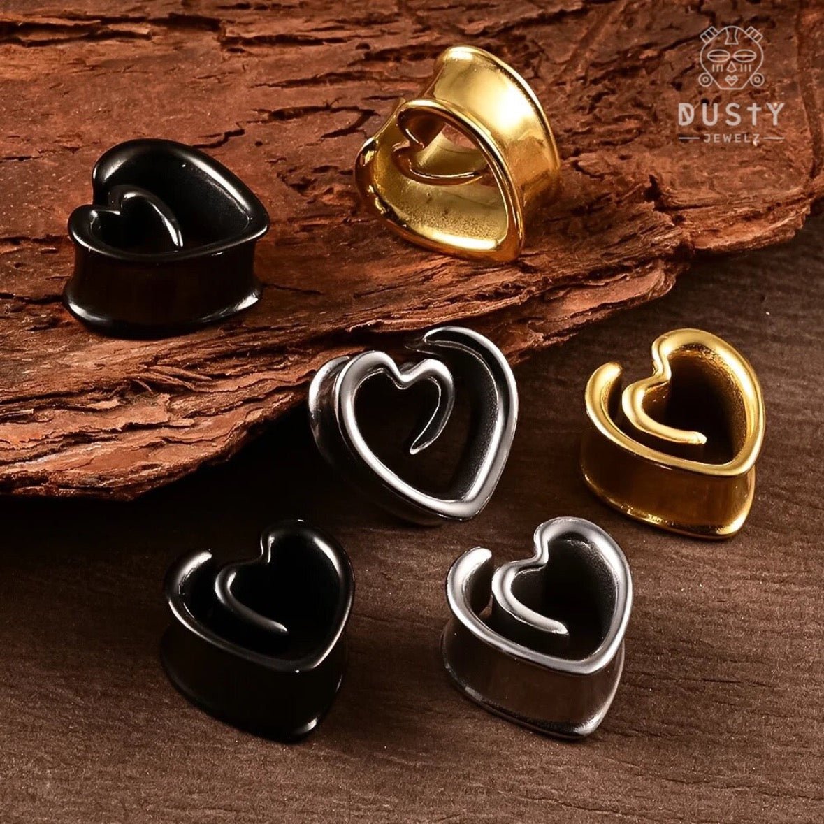 Swirl Heart Ear Saddle Spreader | Spiral Steel Tunnels - DustyJewelz