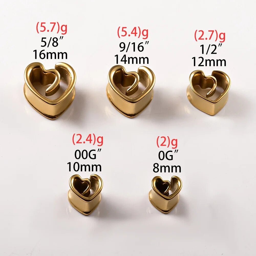 Swirl Heart Ear Saddle Spreader | Spiral Steel Tunnels - DustyJewelz