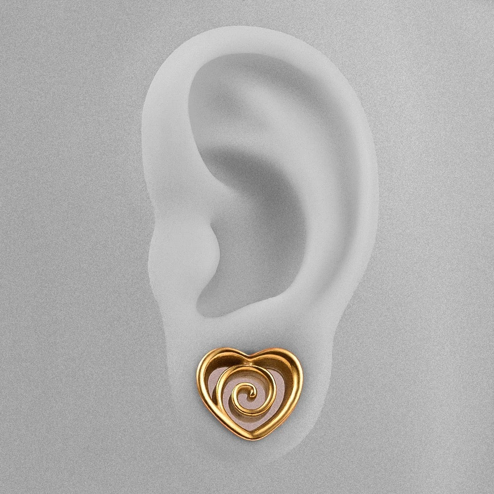 Swirl Heart Ear Saddle Spreader | Spiral Steel Tunnels - DustyJewelz