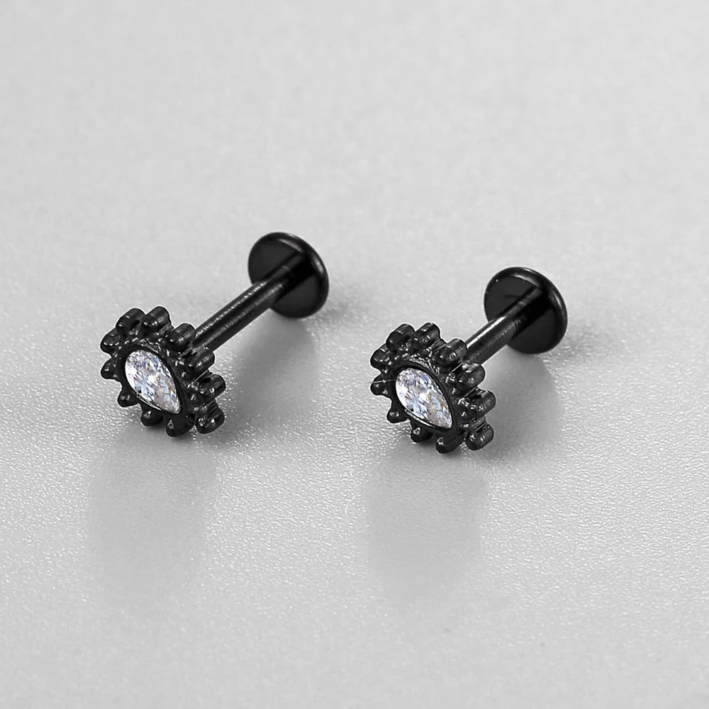 Teardrop Gem Labret Stud | Medusa Piercing | Philtrum - DustyJewelz