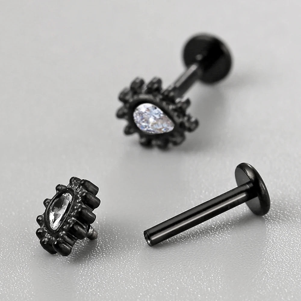 Teardrop Gem Labret Stud | Medusa Piercing | Philtrum - DustyJewelz