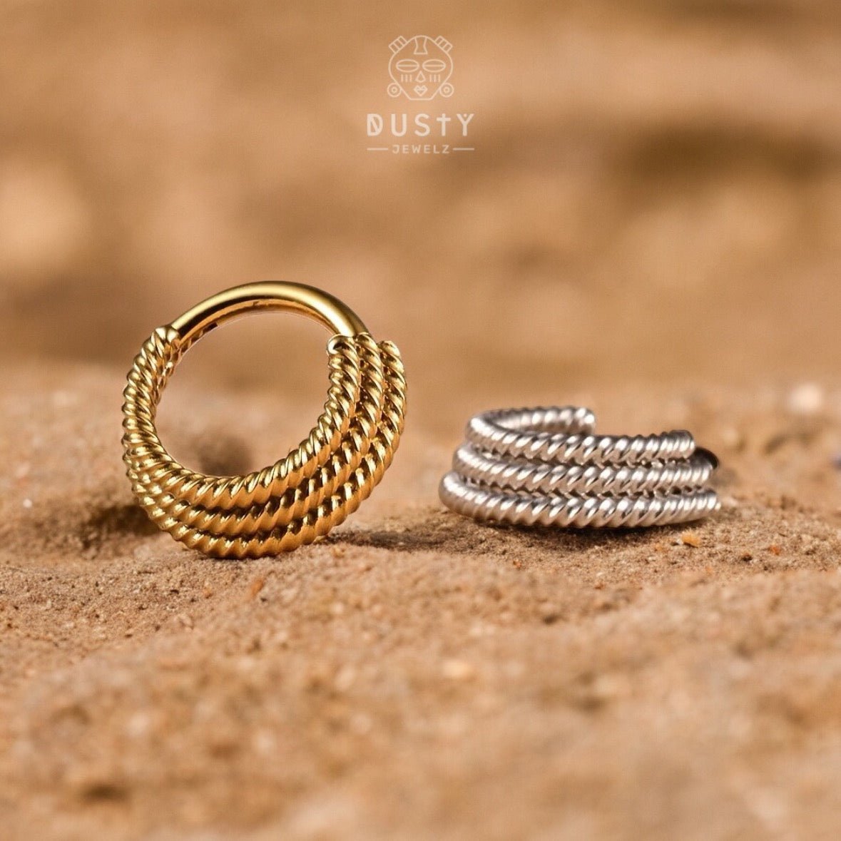 Triple Stacked Septum Ring | Layered Clicker - DustyJewelz