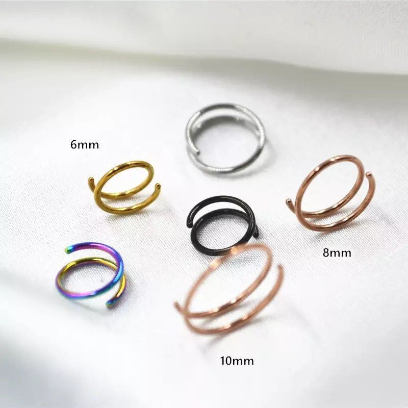 20g Double Layered Nose Ring For Single Piercing - DustyJewelz