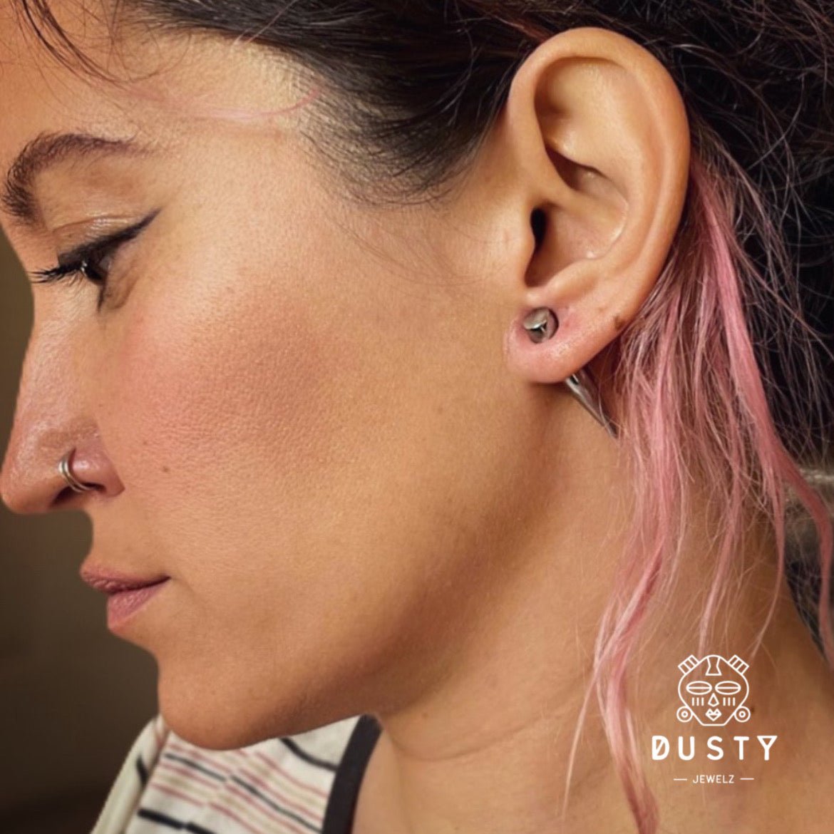 20g Double Layered Nose Ring For Single Piercing - DustyJewelz