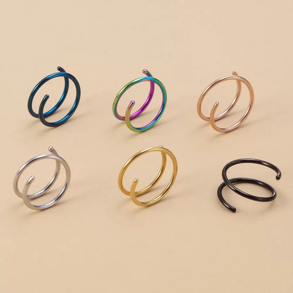 20g Double Layered Nose Ring For Single Piercing - DustyJewelz