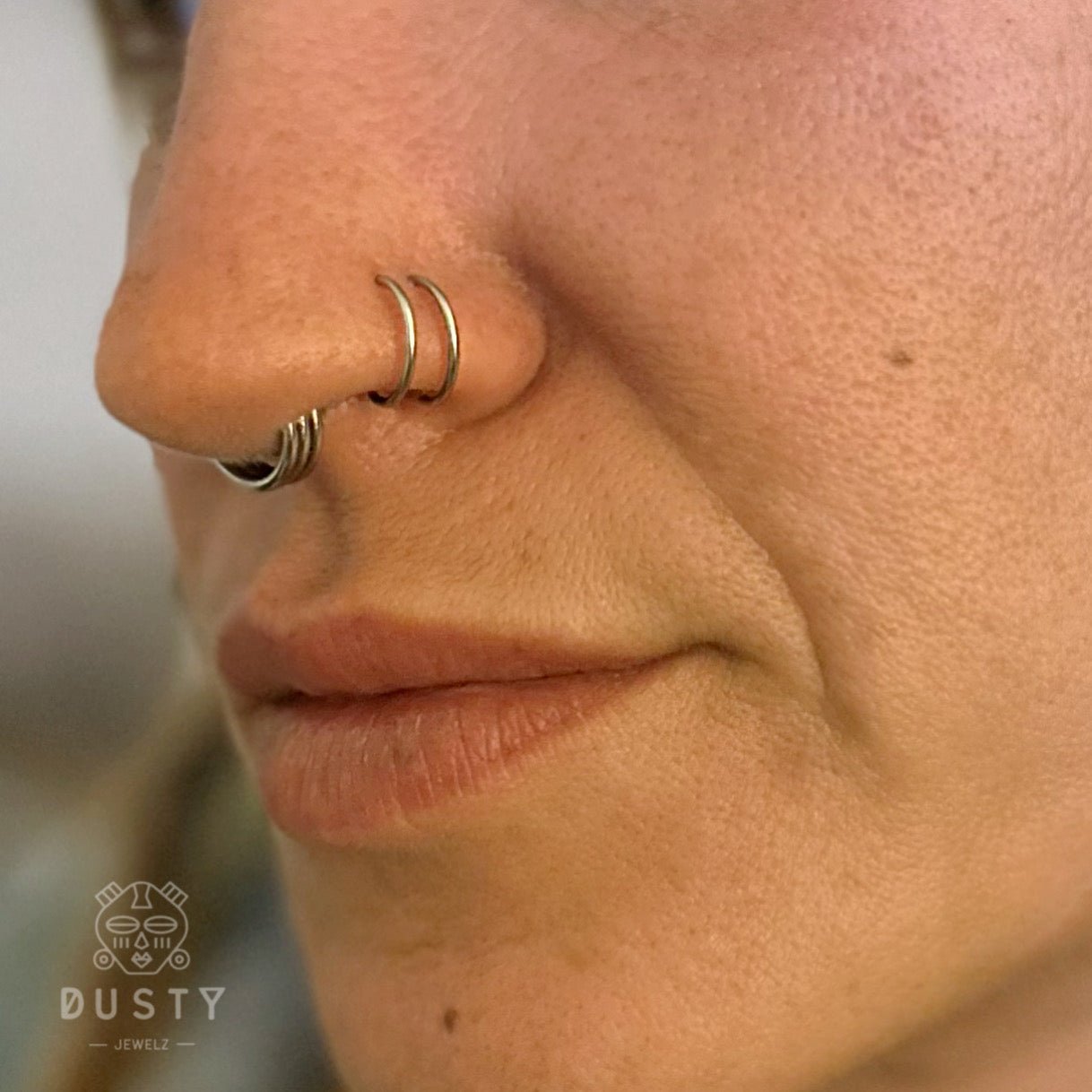 20g Double Layered Nose Ring For Single Piercing - DustyJewelz