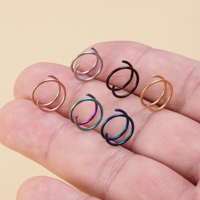 20g Double Layered Nose Ring For Single Piercing - DustyJewelz