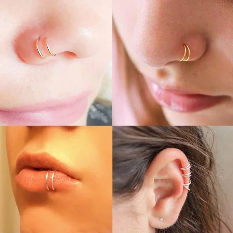 20g Double Layered Nose Ring For Single Piercing - DustyJewelz