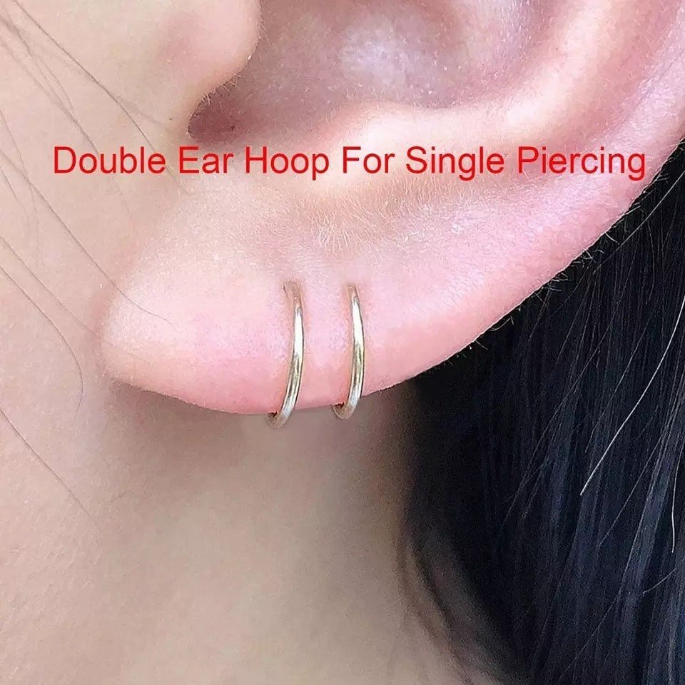 20g Double Layered Nose Ring For Single Piercing - DustyJewelz