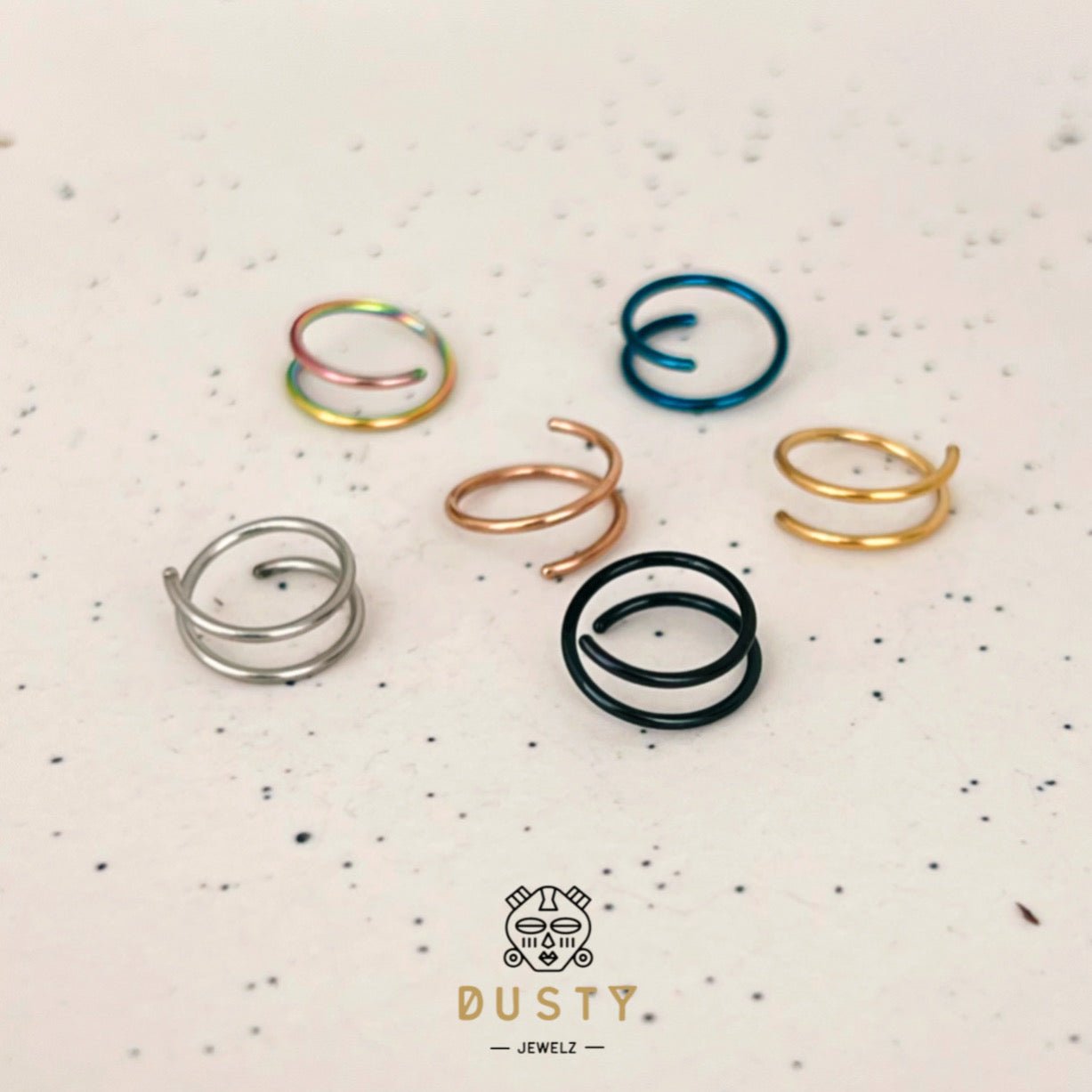 20g Double Layered Nose Ring For Single Piercing - DustyJewelz