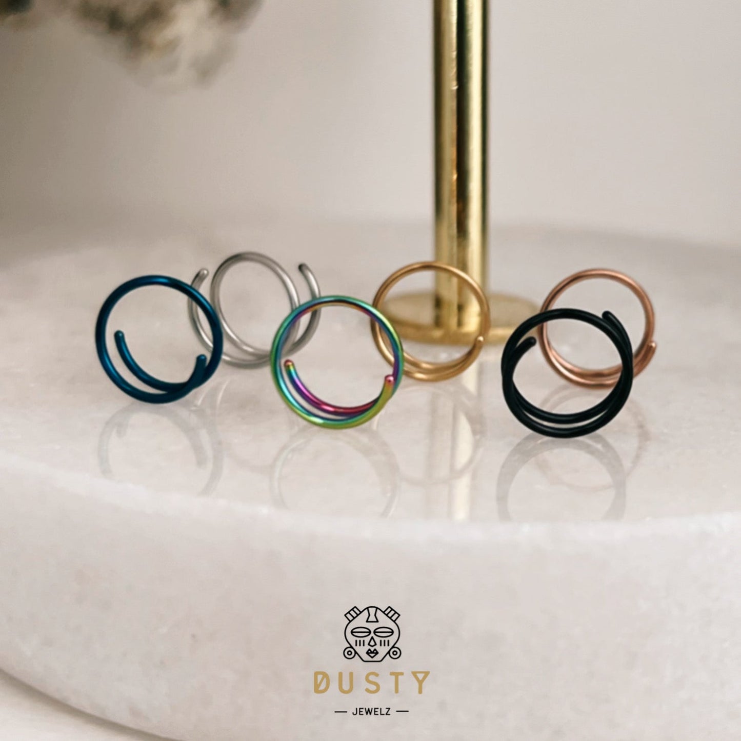 20g Double Layered Nose Ring For Single Piercing - DustyJewelz