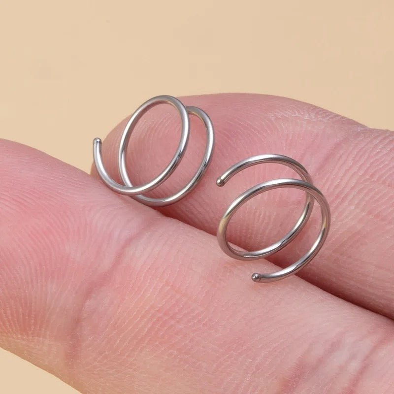 20g Double Layered Nose Ring For Single Piercing - DustyJewelz