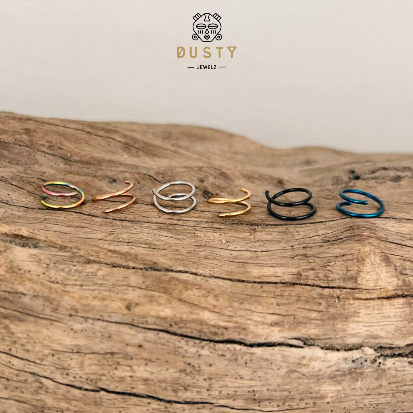 20g Double Layered Nose Ring For Single Piercing - DustyJewelz