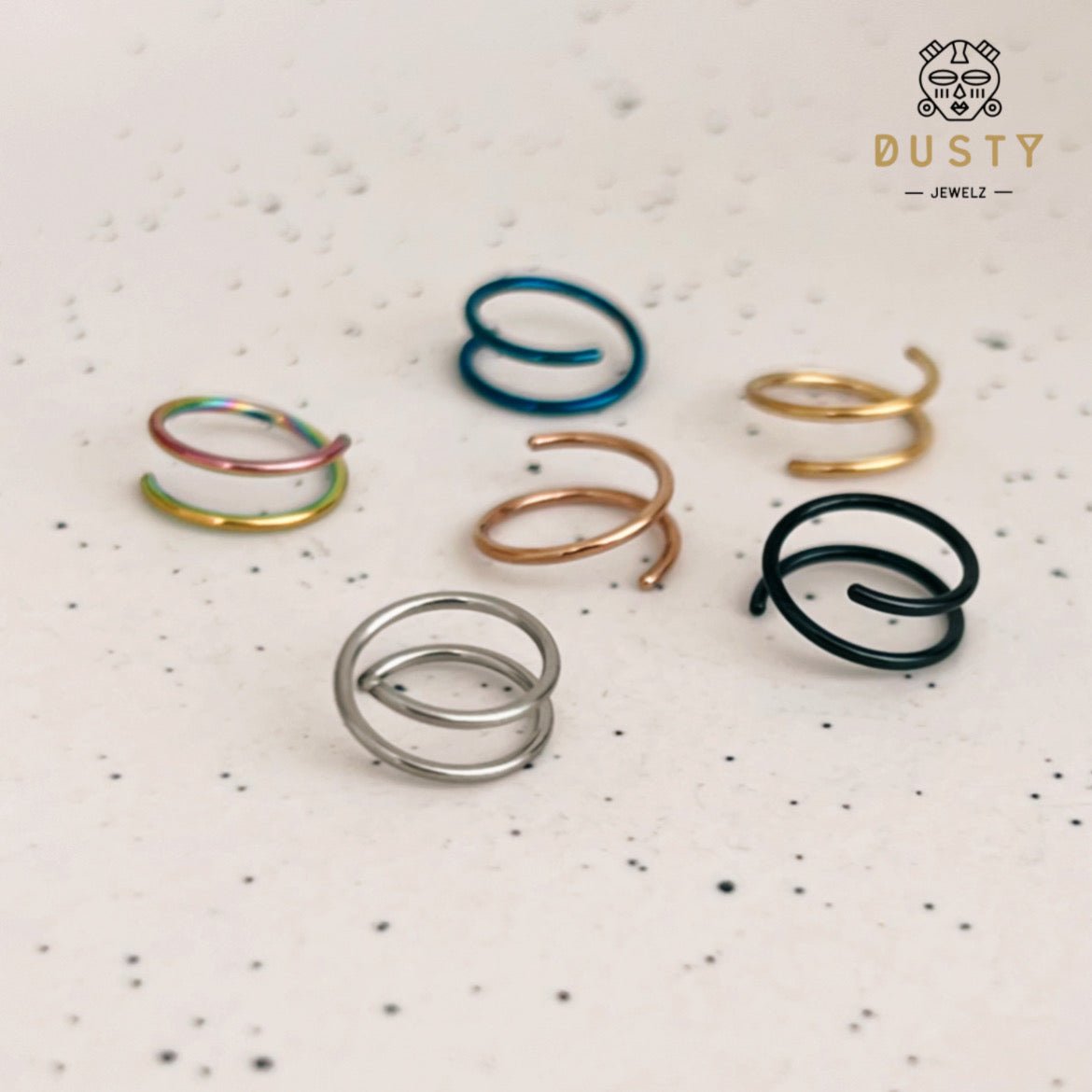 20g Double Layered Nose Ring For Single Piercing - DustyJewelz