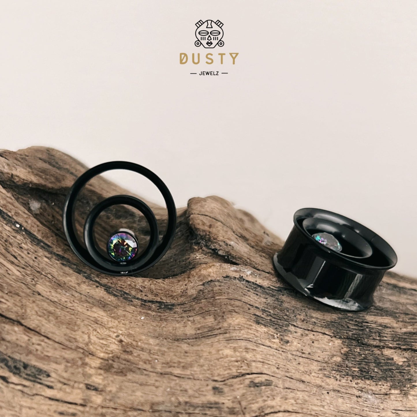 AB Crystal Swirl Ear Tunnels | Spiral Multi Layered Steel Plugs - DustyJewelz