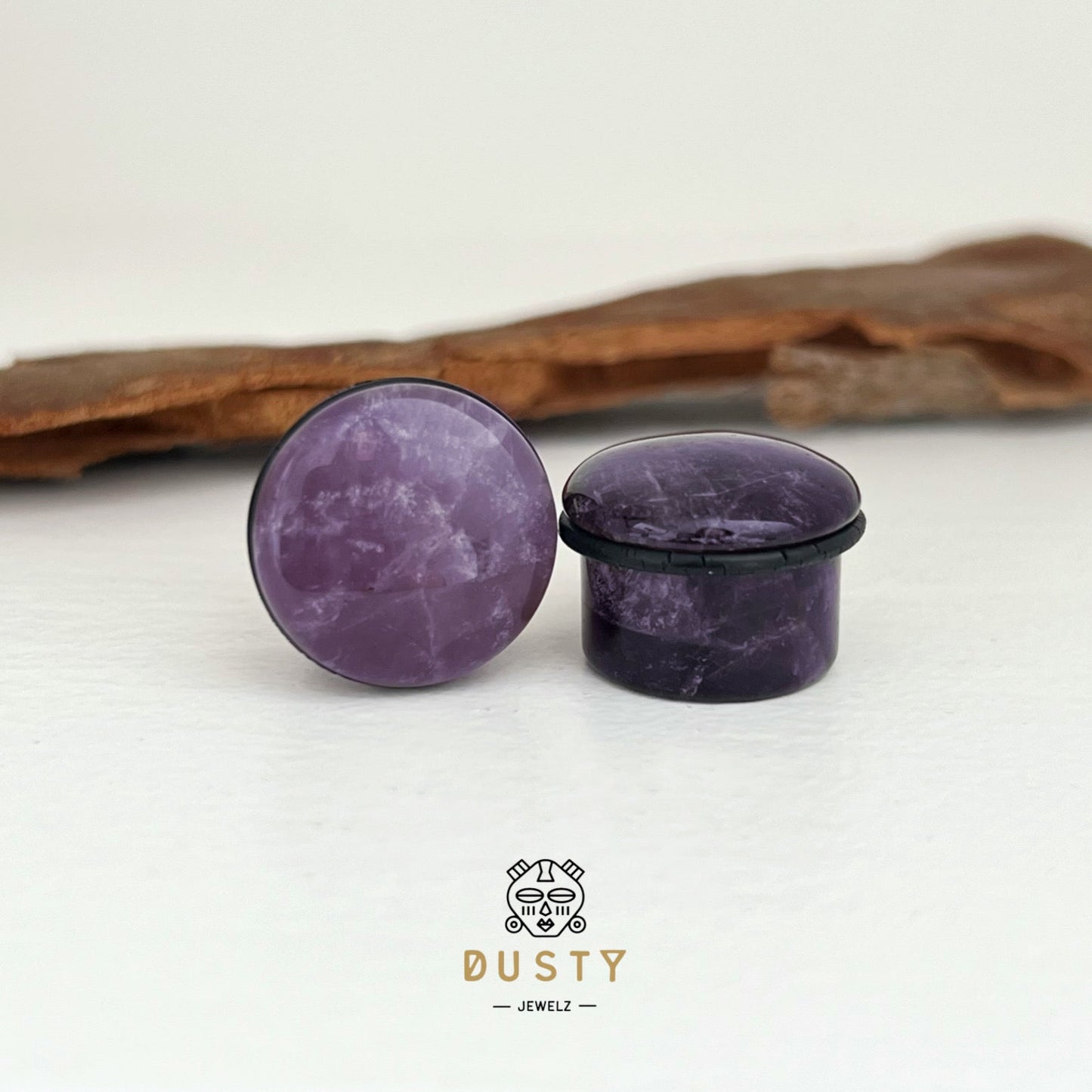 Amethyst Stone Ear Plugs | Convex | Single Flare - DustyJewelz